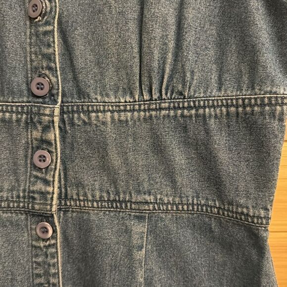 Vintage Casablanca Size Medium Denim Button Front Collared Sleeveless Maxi Dress - Picture 7 of 13